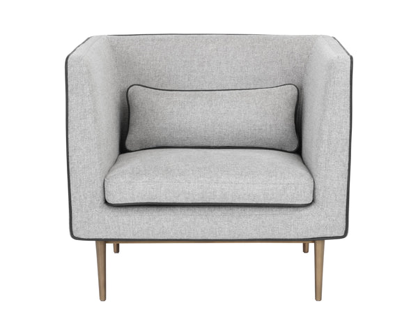 Sunpan Batavia Armchair - Bold Design with Channel Tufting, Sleek Piping, and a Stylish Bronze Base Belfast Heather Grey