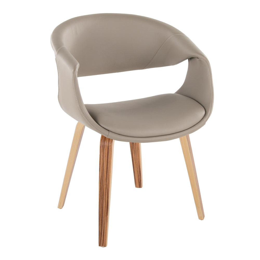 English Elm Upholstered Dining Accent Chair Set of 2 Zebra Wood Legs Faux Leather Modern B202S02094