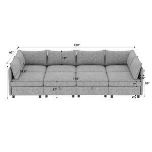 English Elm Modular Sectional Sofa - Versatile Convertible Seat With Storage, Stylish Comfort For Any Living Space W680S00032