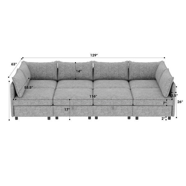 English Elm Modular Sectional Sofa - Versatile Convertible Seat With Storage, Stylish Comfort For Any Living Space W680S00032