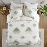 INK+IVY Tahli Shabby Chic 3 Piece Cotton Blend Chenille Comforter Set II10-1312 Green/Ivory