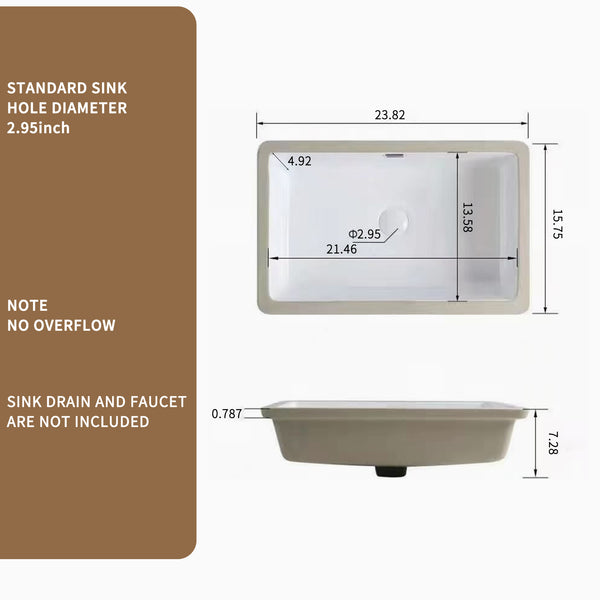 English Elm Undermount Ceramic Kitchen Sink Single Bowl Glossy White Farmhouse Basin 8 Inch Deep W3402P326515