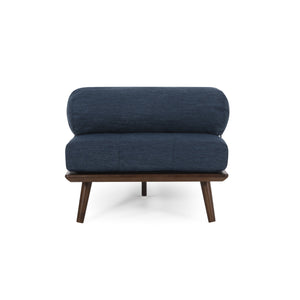 English Elm CHAISE Mid-Century Button-Tufted Waffle Stitch Lounge with Bolster Pillow and Rubberwood Frame Elegance Navy Blue 70.75 L x 31.75 W x 9.5 H W2297P190132
