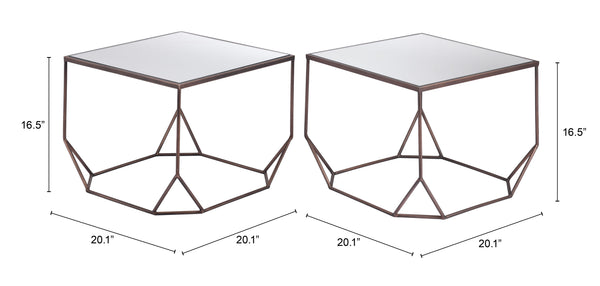 Arzon Coffee Table Set (2-Piece) Bronze 109835 Zuo Modern