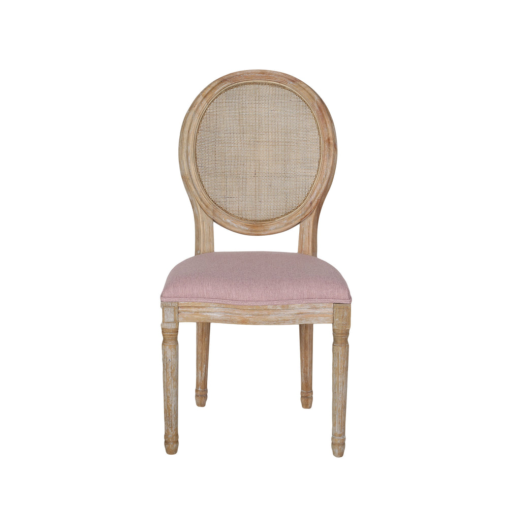 English Elm Christopher Knight Home® - DININGCHAIR Elegant Wicker & Fabric Dining Seat with Carved Legs Distressed Finish for Stylish Homes Blush 65165.00LBLSH