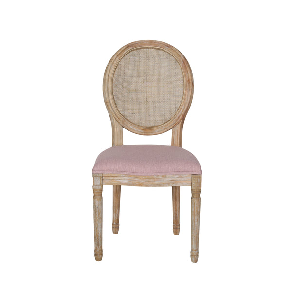 English Elm Christopher Knight Home® - DININGCHAIR Elegant Wicker & Fabric Dining Seat with Carved Legs Distressed Finish for Stylish Homes Blush 65165.00LBLSH