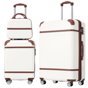 English Elm Hardshell 3 Piece Abs Spinner Luggage Set with Tsa Lock Lightweight Travel Suitcases White N732P171585K