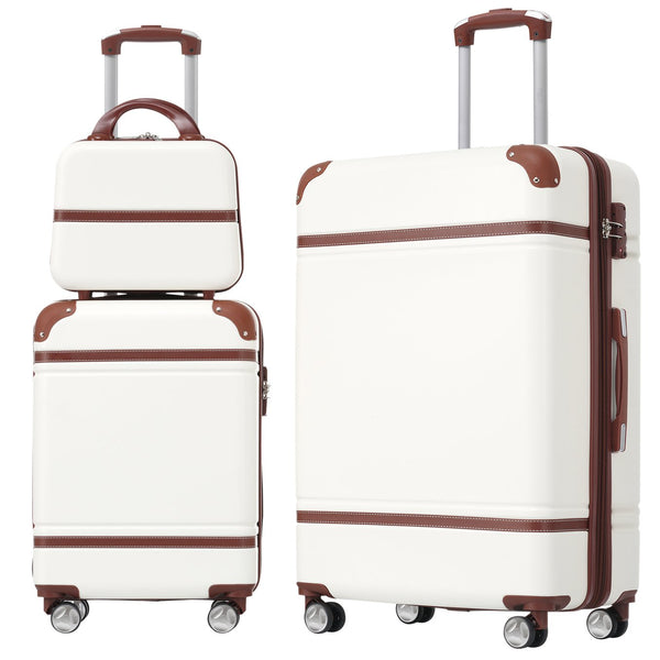 English Elm Hardshell 3 Piece Abs Spinner Luggage Set with Tsa Lock Lightweight Travel Suitcases White N732P171585K