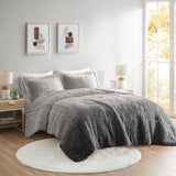 Intelligent Design Brielle Transitional Ombre Shaggy Long Fur Comforter Mini Set ID10-2148 Grey