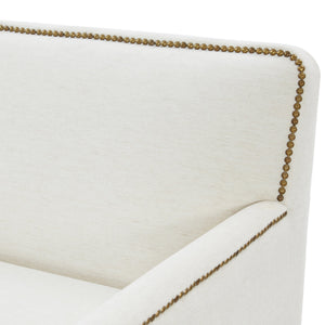 English Elm Torrance Swivel Accent Chair with Antique Brass Nailhead Trim for Modern Living Cream B050P451390