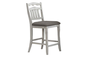 English Elm Contemporary Rustic Antique White Counter-Height Ladder Back Chairs with Upholstered Cushions, 2pc B011P368158