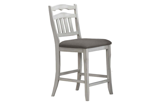 English Elm Contemporary Rustic Antique White Counter-Height Ladder Back Chairs with Upholstered Cushions, 2pc B011P368158