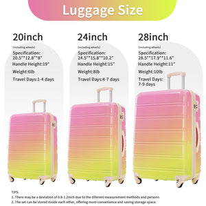 English Elm Hardshell Polycarbonate 3 Piece Luggage Set Spinner Wheels Tsa Lock Expandable Travel Multicolor Pink N732P184448U