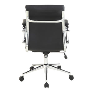 OSP Home Furnishings Mid Back Ergonomic Office Chair with Antimicrobial Fabric Chrome Arms and Lumbar Support Black 920351C-R107
