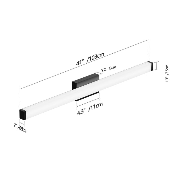 English Elm Black Modern 41" LED Vanity Light Bar Matte Black Wall-Mount Bathroom Fixture Cool White 6000K Energy-Efficient W2312P374952