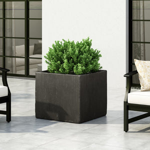 Christopher Knight Home® - Noble House - Ella Outdoor Modern Large Cast Stone Square Planter, Black