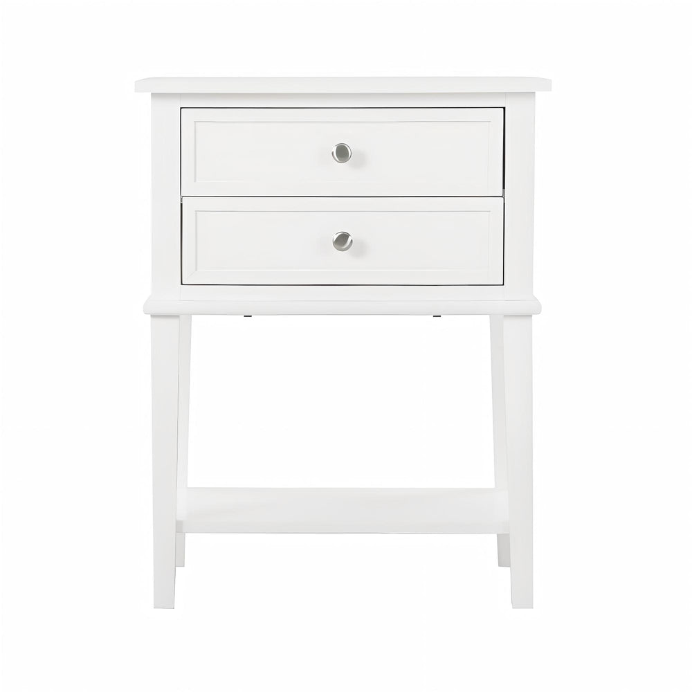 English Elm Elegant Compact Nightstand with Open Shelf, Durable Particle Board Construction, Easy Assembly Guide Included for Modern Bedroom Storage and Style White 15.16 L x 17.52 W x 24.02 H B078112102