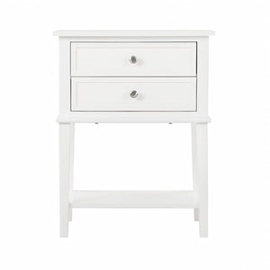 English Elm Elegant Compact Nightstand with Open Shelf, Durable Particle Board Construction, Easy Assembly Guide Included for Modern Bedroom Storage and Style White 15.16 L x 17.52 W x 24.02 H B078112102