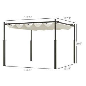 English Elm Easy Outdoor Pergola with Retractable Upf30 Canopy Powder Coated Metal Patio Frame T3971P426915