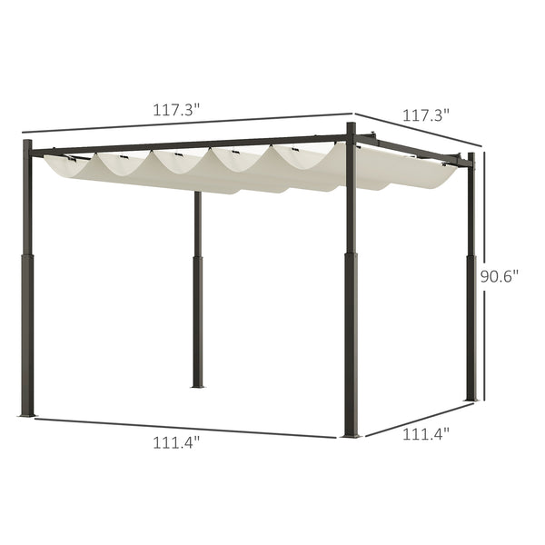 English Elm Easy Outdoor Pergola with Retractable Upf30 Canopy Powder Coated Metal Patio Frame T3971P426915