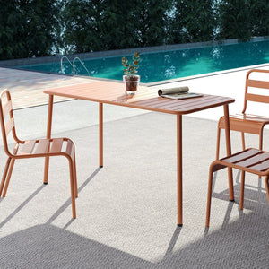 English Elm Sella Long Table In Claret Red - Stylish, Weather-Resistant Outdoor Dining For Balconies & Gardens W3318P308296-GIGA