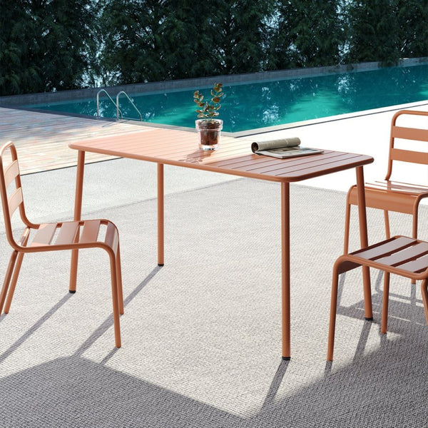 English Elm Sella Long Table In Claret Red - Stylish, Weather-Resistant Outdoor Dining For Balconies & Gardens W3318P308296-GIGA