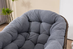 English Elm Outdoor Woven Rattan Egg Rocking Chair with Padded Cushion for Patio Porch Resort Lounge Dark Grey W640P499473