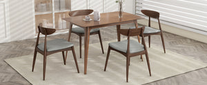 English Elm 5-piece Mid-century Rubberwood Dining Set with Upholstered Chairs for Small Spaces Light Gray,Walnut N759S003011D