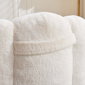 English Elm Lotus memory foam bean bag sofa with pull ring — anti-fouling faux fur, non-slip base, cozy support White W2311P357139