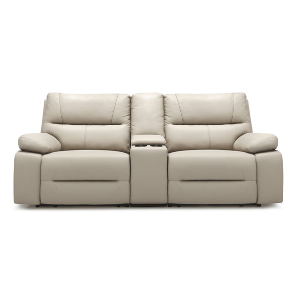 English Elm Jennifer Taylor Home - Malibu 79" Modern Power Motion Reclining 3-Piece Loveseat Sofa with Console, Cup Holders, Beige B2719P269268