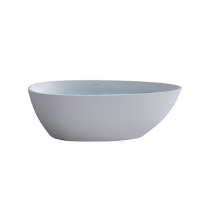 English Elm 59'' Freestanding Resin Stone Soaking Tub Sculptural Matte Finish with Overflow Drain W2753P191227