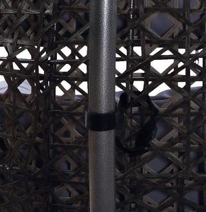 English Elm Vasant Gray Fabric & Wicker Hanging Chair with Stand, All-Weather Patio Swing, Cushions Included B2726S00366