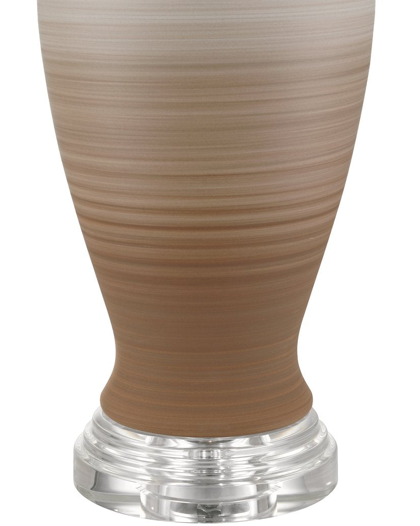 Currey & Company Happy 80's Retro Table Lamp With Earthy Brown & Pale Blue Striations, Unique Design & Crystal Finial Brown Porcelain ,Optic Crystal 6000-1024-currey-company