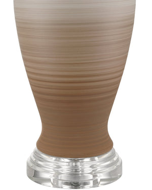 Currey & Company Happy 80's Retro Table Lamp With Earthy Brown & Pale Blue Striations, Unique Design & Crystal Finial Brown Porcelain ,Optic Crystal 6000-1024-currey-company
