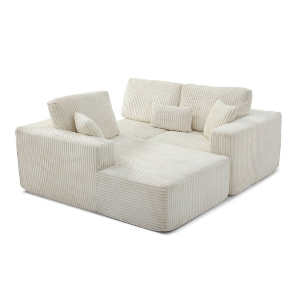 English Elm 109'' Modular Cloud Sectional Corduroy Couch Deep Seat L-shape for Living Room W1117S00311