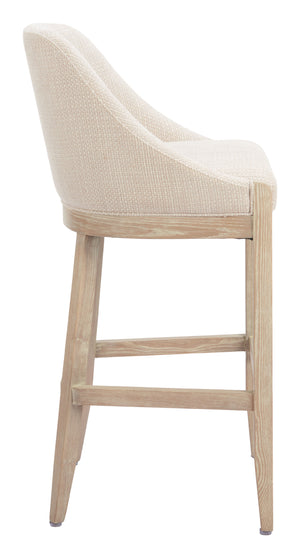 Zuo Modern Calmo Barstool Beige - Modern Design Meets Functionality With Premium Comfort For Your Home Space Beige 100% Polyester,Plywood,Solid Ash Wood 110647-zuo-modern