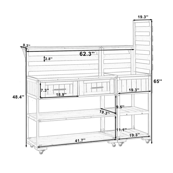English Elm Topmax Modular Fir Wood Outdoor Kitchen Cart Stainless Steel Prep Station Brown N717P417963D