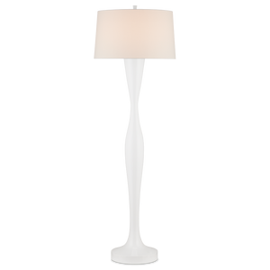 Monica Floor Lamp - Elegant White Wood Design with Linen Shade for Contemporary Home Décor Style