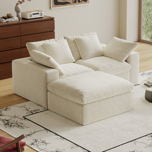 English Elm Modular 3-Seat Sectional Sofa With Ottoman – Versatile Modern Minimalist Sleeper For Small Spaces W3622S00009