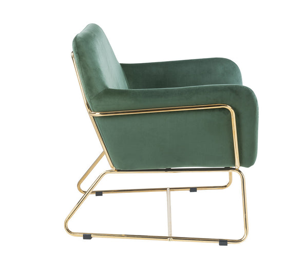 English Elm Kyra Velvet Accent Chair with Gold Metal Legs for Glam Living Room Decor Green B2749P413226