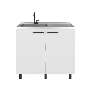 English Elm Napoles Freestanding Stainless Steel Utility Sink with Deep Basin for Laundry Rooms White B200S00454