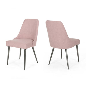 English Elm Christopher Knight Home® - DINING Chair Set of 2 Upholstered Modern Curved Back Dining Chairs with Powder-Coated Metal Legs Blush 62218.00LBLSH