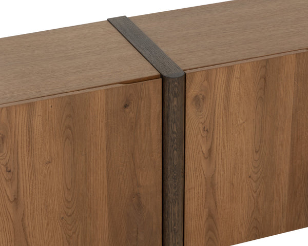 Sunpan Ewan Sideboard – Two-toned Oak Beauty With Rich Graining, Modern Design & Functional Storage Solution Brown Wood 111794