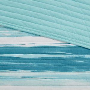 English Elm 6 Madison Park Marina Reversible Quilt Set Full/Queen with Coastal Watercolor Stripes and Embroidered Pillows Aqua 22.44 L x 17.72 W x 5.91 H B03597637
