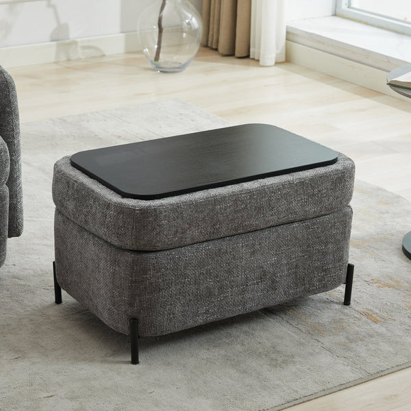 English Elm 30.3" Chenille Storage Ottoman with Lift Top Hidden Compartment for Entryway or Living Room W1298P248788