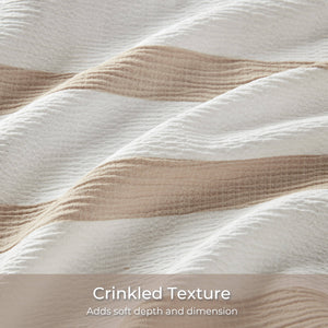 English Elm 2-piece Yarn-dyed Striped Polyester Comforter Set with Seersucker Texture for Year-round Comfort Taupe B035P463215