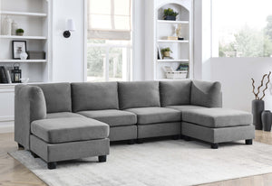 English Elm Faux Leather Modular Sectional Sofa Flexible Pu Upholstered Living Room Seating Dark Gray B2748S00182