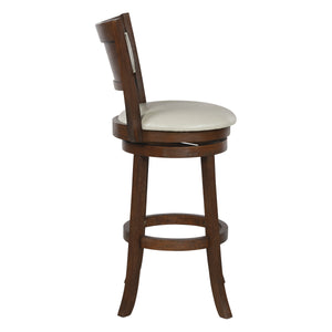 OSP Home Furnishings Swivel Stool 30" Cream / Dark Walnut Finish