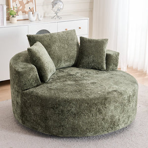 English Elm Round Swivel Barrel Chair Plush Chenille Upholstery Cozy Accent Seat for Any Room Green W2915P338893