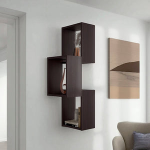 English Elm Wall Shelf Modern 3-Tier Black Wengue Engineered Wood 37.4" H x 13.2" W Space-Saving Display Unit B097P369443